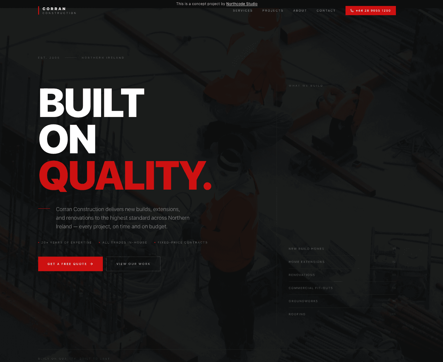 Corran Construction website preview
